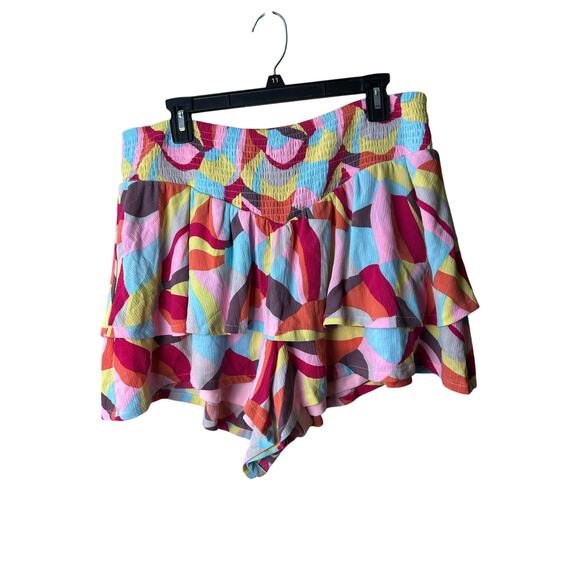 Torrid Flouncy Tiered Shorts Multi Print Size 1 (1X) - Picture 2 of 7